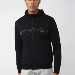 Van Heusen Flex Black Regular Fit Printed Hooded Jacket-image-92