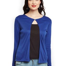 WISSTLER Blue Solid Open Front Shrug-34
