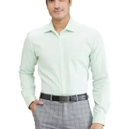 Park Avenue Green Slim Fit Texture Shirt-image-13