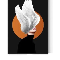Smokey Cocktail Black Canvas Lady Bird Wall Painting-image-92