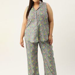 theRebelinme Plus Size Printed Cotton Shirt with Trousers-picture-13