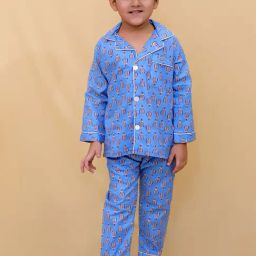 Biglilpeople Unisex Blue Printed Full Sleeves Shirt with Pants-image-87