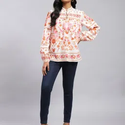 Label Ritu Kumar White Floral Print Top image 4