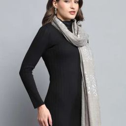 Monte Carlo Grey Printed Regular Fit Stole image 4