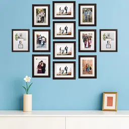 Kuber Industries Brown & Black 12 Pieces Wooden Wall Photo Frames-image-20