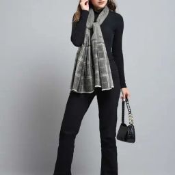 Monte Carlo Grey Printed Regular Fit Stole image 5