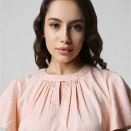 Van Heusen Peach Self Pattern Top image 4