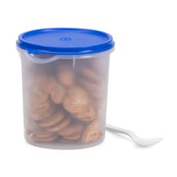 Varmora Grocery Blue Plastic Air-Tight Round Container With Spoon - Set of 3-45