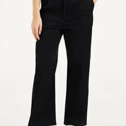 Levi's Black Cotton Wideleg Fit Trousers-picture-43