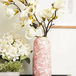 Pure Home and Living Pink Ceramic Floral Print Vase-image-48