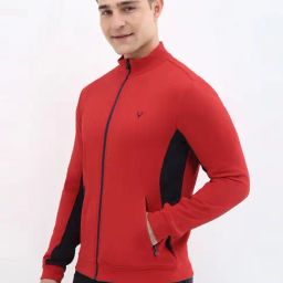 Allen Solly Red Cotton Regular Fit Colour Block Sweatshirt image 3