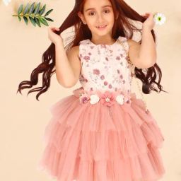 Cutecumber Kids Dusty Pink Floral Print Dress-image-11