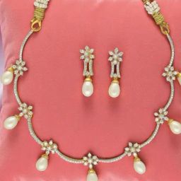 Sri Jagdamba Pearls White Soft Radiance Pearl Necklace & Earring Set-image-33
