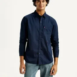 Levi's Navy Blue Cotton Slim Fit Shirt-picture-42