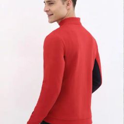 Allen Solly Red Cotton Regular Fit Colour Block Sweatshirt image 2