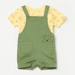 Juniors By Lifestyle Boys Sage Cotton Printed Dungree Set-image-44