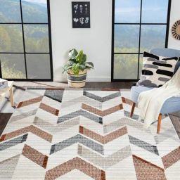 OBSESSIONS Cream & Brown Abstract Machine Made Carpet - Medium (170 cm x 120 cm)-26