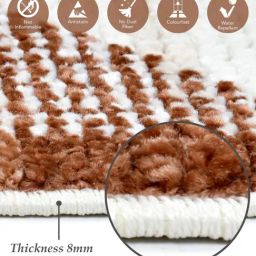 OBSESSIONS Cream & Brown Abstract Machine Made Carpet - Medium (170 cm x 120 cm) image 3
