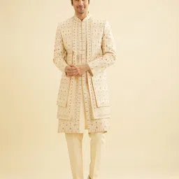 Manyavar Men Thread & Stone Work Embroidered Sherwani Set-image-63