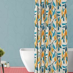 ArtzFolio Off White & Yellow Printed Waterproof Shower Curtain-4