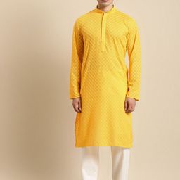 RAJUBHAI HARGOVINDAS Men Ethnic Motifs Embroidered Chikankari Grandeur & Majestic Artwork Kurta-image-36