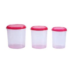 Varmora Magnum Pink Plastic Round Container - Set of 3-20