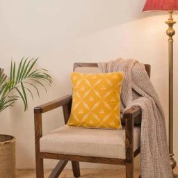 Fabindia Home Ochre Cotton Printed Amaltas Cushion Cover-picture-43