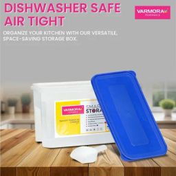 Varmora Smart Blue Plastic Rectangular Shape Storage Container - 10 Kg image 5