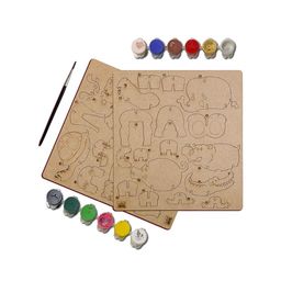 Mini Leaves Wooden DIY Animal Puzzle Kit Activity Toys and Games-36