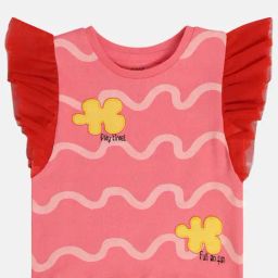 Miniklub Pink Knit Regular Printed Top-image-84