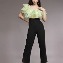 KASSUALLY Green & Black Maxi Jumpsuit-image-82