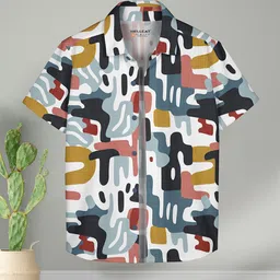 HELLCAT Boys Spread Collar Abstract Printed Cotton Casual Shirt-picture-19