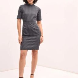 SALT Attire Grey Striped Dress-image-74