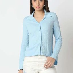 Spykar Blue Slim Fit Shirt-image-9