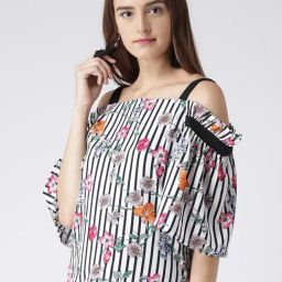KASSUALLY White & Black Floral Print Top-image-29