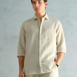 Arrow Beige Cotton Slim Fit Shirt-picture-17
