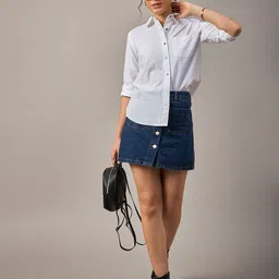 The Roadster Lifestyle Co Shirt Style Collared Tops-22