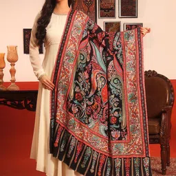 Pashmoda Rangkalam Paisley Embroidered Kalamkari Shawl-picture-9
