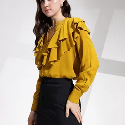 her by invictus Mandarin Collar Layered Top-image-86