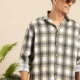 Mast & Harbour Tartan Checks Opaque Pure Cotton Relaxed Fit Casual Shirt-picture-49