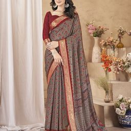 Rekha Maniyar Floral Printed Zari Pure SilkSaree-image-82