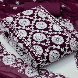SAINOOR Floral Embroidered Silk Georgette Unstitched Dress Material-image-47