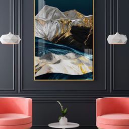 THE NEXT DECOR Blue Mountain Canvas Glass Finish Vertical Wall Art-image-73