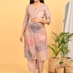 GOLDSTROMS Women Maternity Linen Kurta with Trousers-image-72