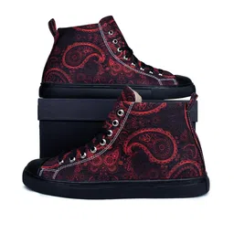 KobSook Men Printed Round Toe Comfort Insole Canvas Sneakers-9