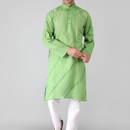 Seva Chikan Men Ethnic Motifs Chikankari Handloom Kurta-image-65