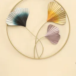 vedas Gold Toned & Green Textured Metal Round Wall Decor-3