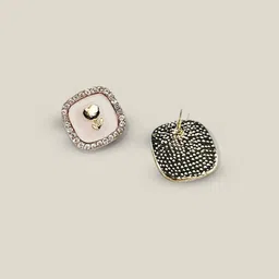 VAGHBHATT Gold-Plated Crystals Studded Square Shaped Studs image 5