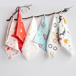 Yellow Doodle Unicorns and Dinos Printed Organic Cotton Muslin Wipes Pack Of 6 - Multicolour-25