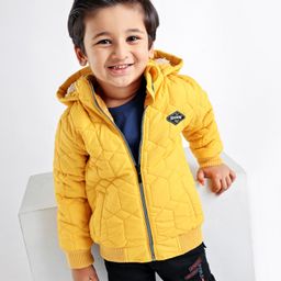 Babyhug Full Sleeves Solid Color Hooded Jacket - Yellow-image-69